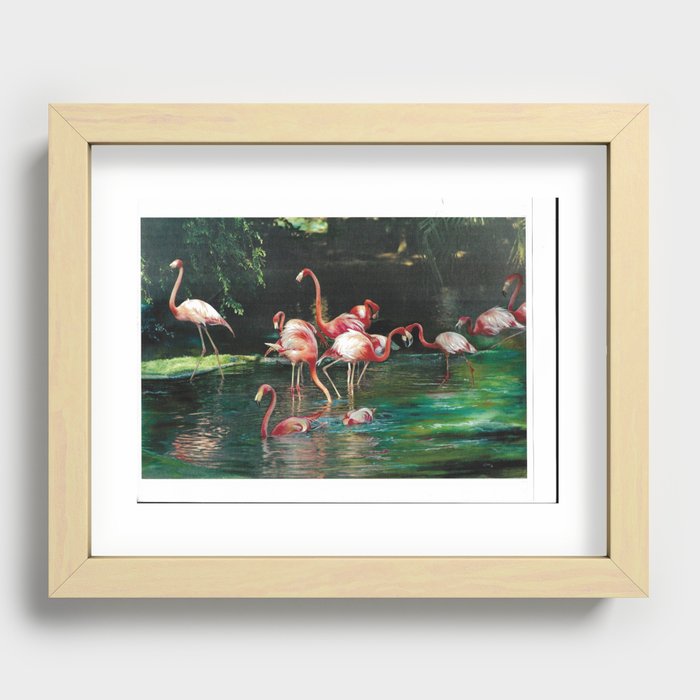 Flamingo Paradise Recessed Framed Print