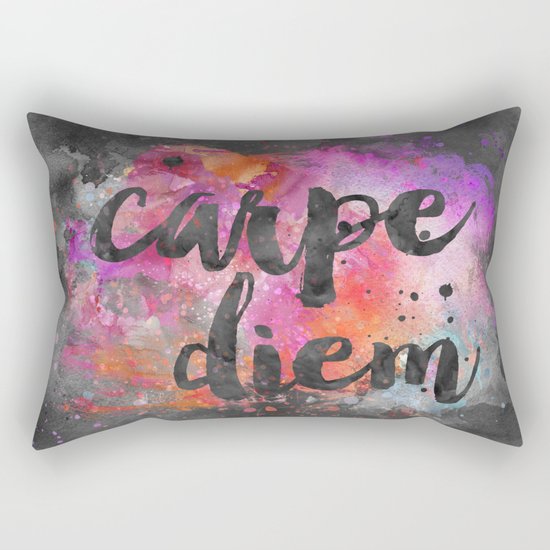 Carpe diem colorful watercolor handlettering Rectangular Pillow