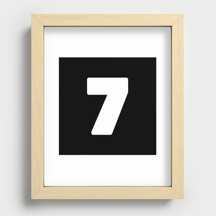 7 (White & Black Number) Recessed Framed Print