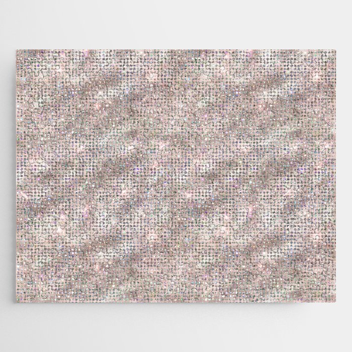 Pink Silver Diamond Studded Glam Pattern Jigsaw Puzzle