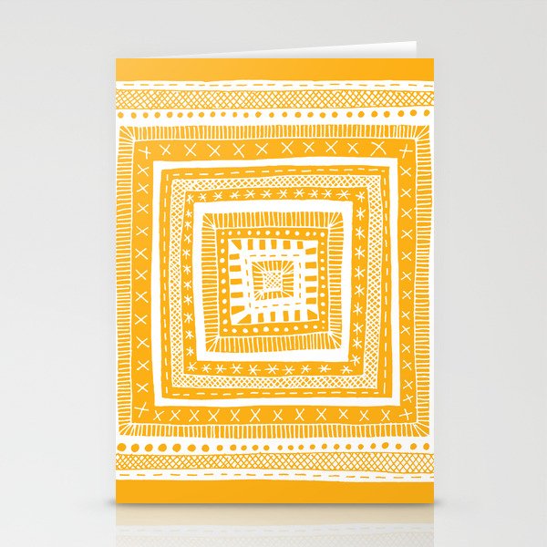 bright orange patterned square Stationery Cards