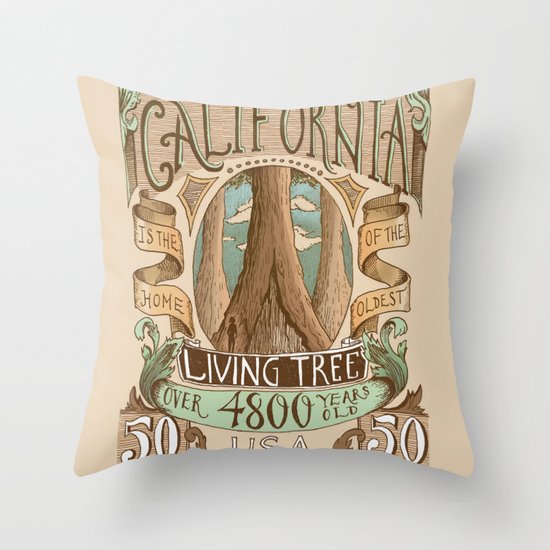 California Vintage Postage Stamp Throw Pillow