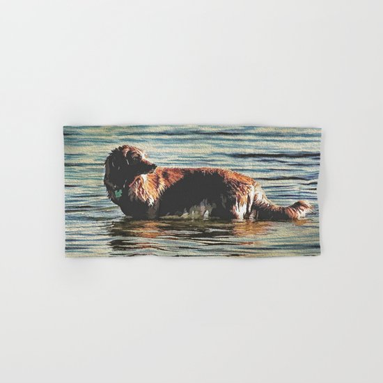 Dog Having Fun In The Water Hand & Bath Towel