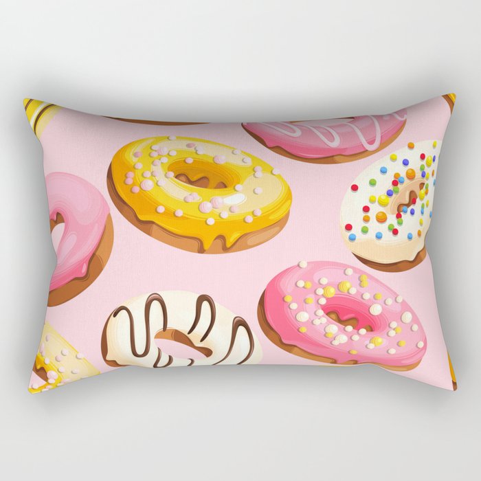 Doughnuts Pink Yellow Modern Confectionery Decor Rectangular Pillow