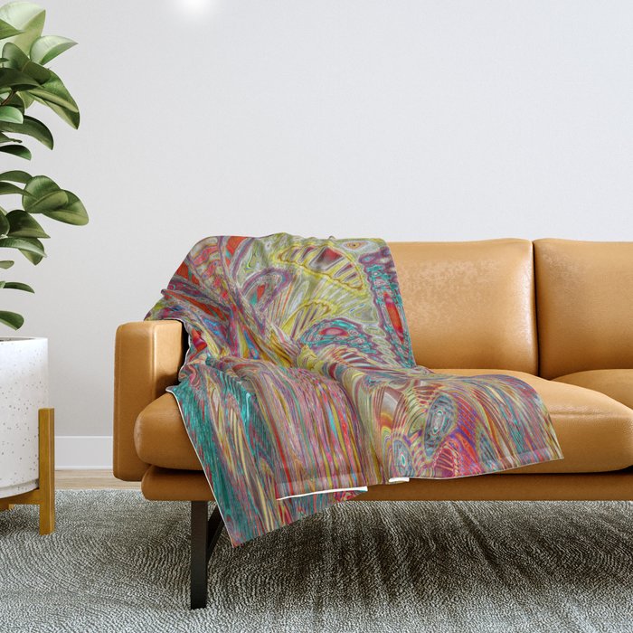 Kaleidoscopic Surrealistic Pattern In Multi Color Throw Blanket