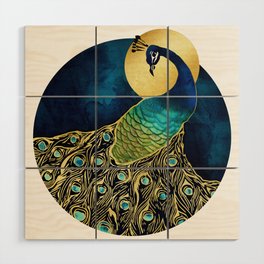 Golden Peacock Wood Wall Art