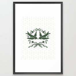 Green Sparrow Framed Art Print