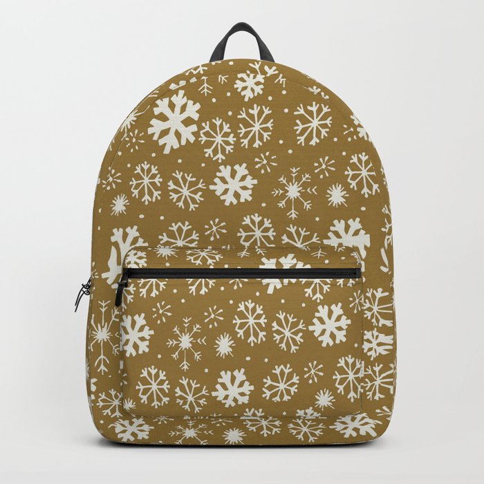 Snowflake Snowstorm With Golden Background Backpack