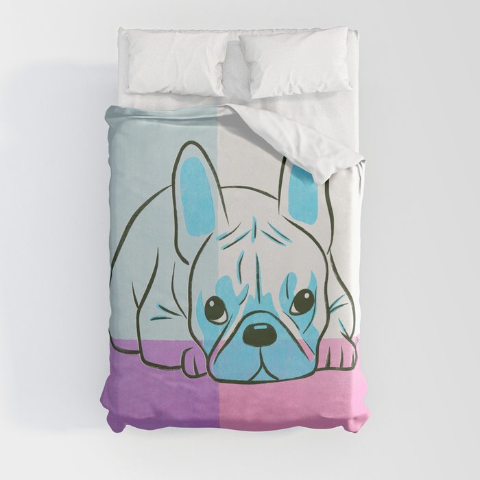 Adorable French Bulldog Puppy Artwork Duvet Cover