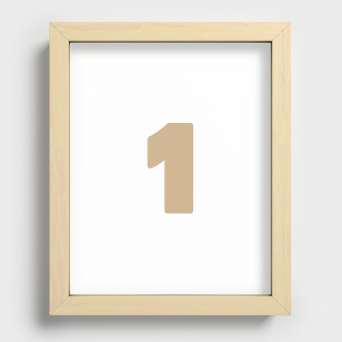 1 (Tan & White Number) Recessed Framed Print