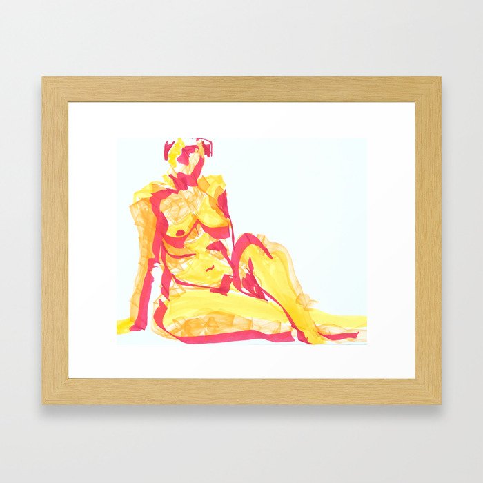 Female Nude In Fire Colors Framed Art Print