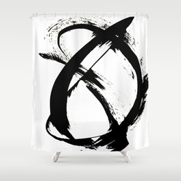 Brushstroke 7: a minimal, abstract, black and white piece Shower Curtain