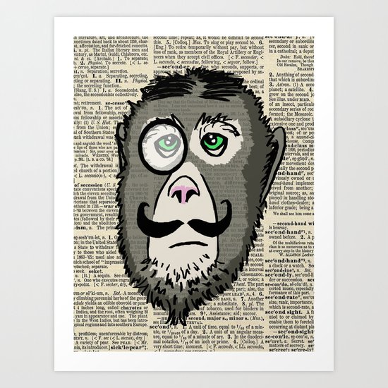 Detective Monkey Head Art Print
