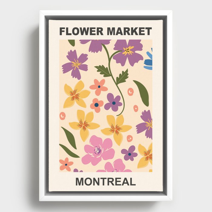 Flower Market | Montreal, Quebec | Floral Art Print Framed Canvas