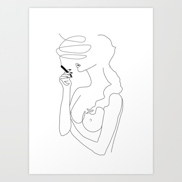 Woman Smoking Art Print