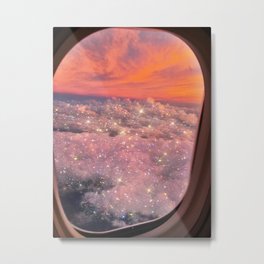 Shining sky Metal Print | Warm, Collage, Sparkling, Glitters, Shine, Clouds, Pink, Stars, Travel, Sky 