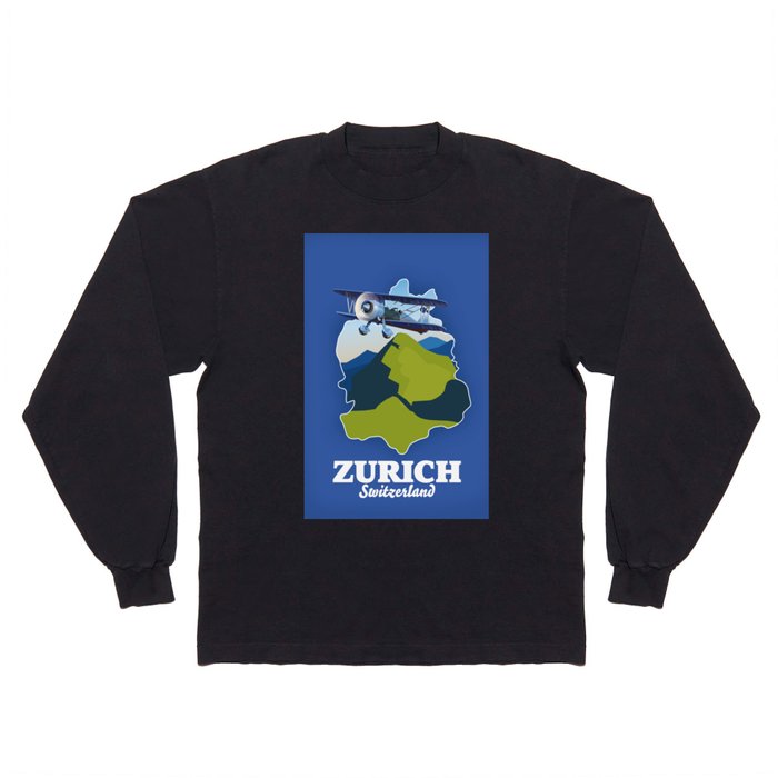 Zurich Region Switzerland map. Long Sleeve T Shirt