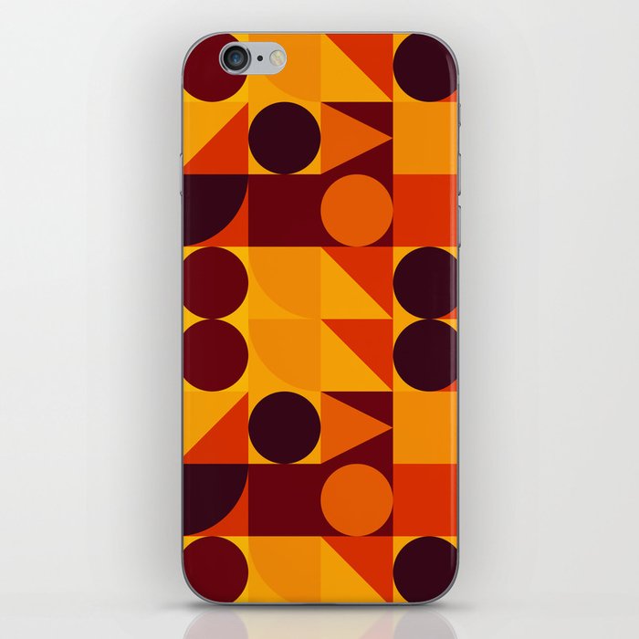 Abstract Geometric Mid Century Modern Pattern - Orange Brown and Yellow iPhone Skin