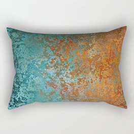 Vintage Teal and Copper Rust Rectangular Pillow