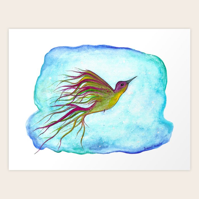 Watercolor Hummingbird Illustration Free Spirit Art Print By Sasperry