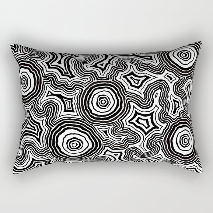 Authentic Aboriginal Art - Pathways B&W Rectangular Pillow