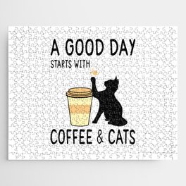 a good day stars with coffee and cats Jigsaw Puzzle