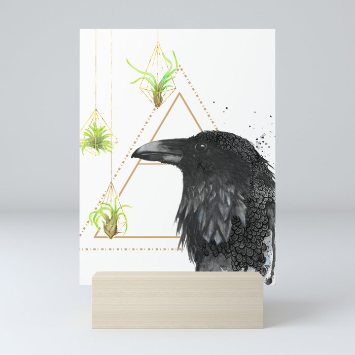 Air: Raven with Air Plants Mini Art Print