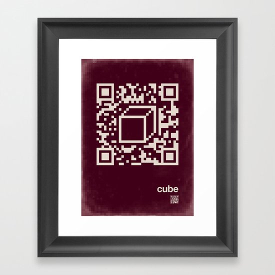 QR cube Framed Art Print