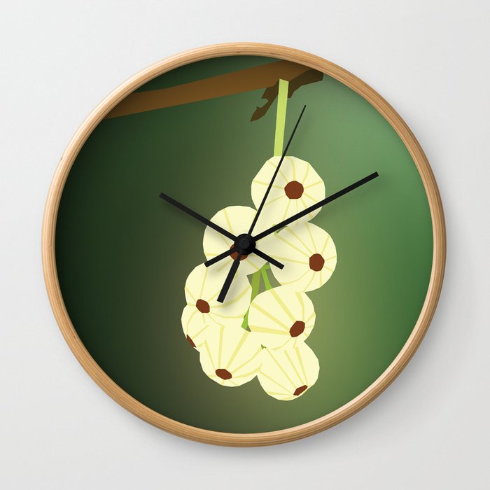 Green Blooming Gooseberries Wall Clock