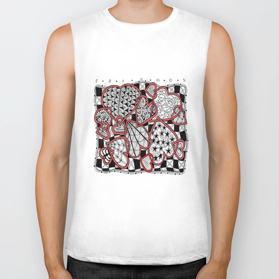 Zentangle Friendship Hearts Biker Tank