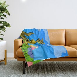 cute dinosaur playing ball Throw Blanket