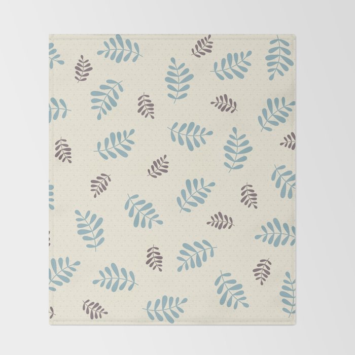 Falling Leaves Blue Brown Throw Blanket By Natstudio Society6