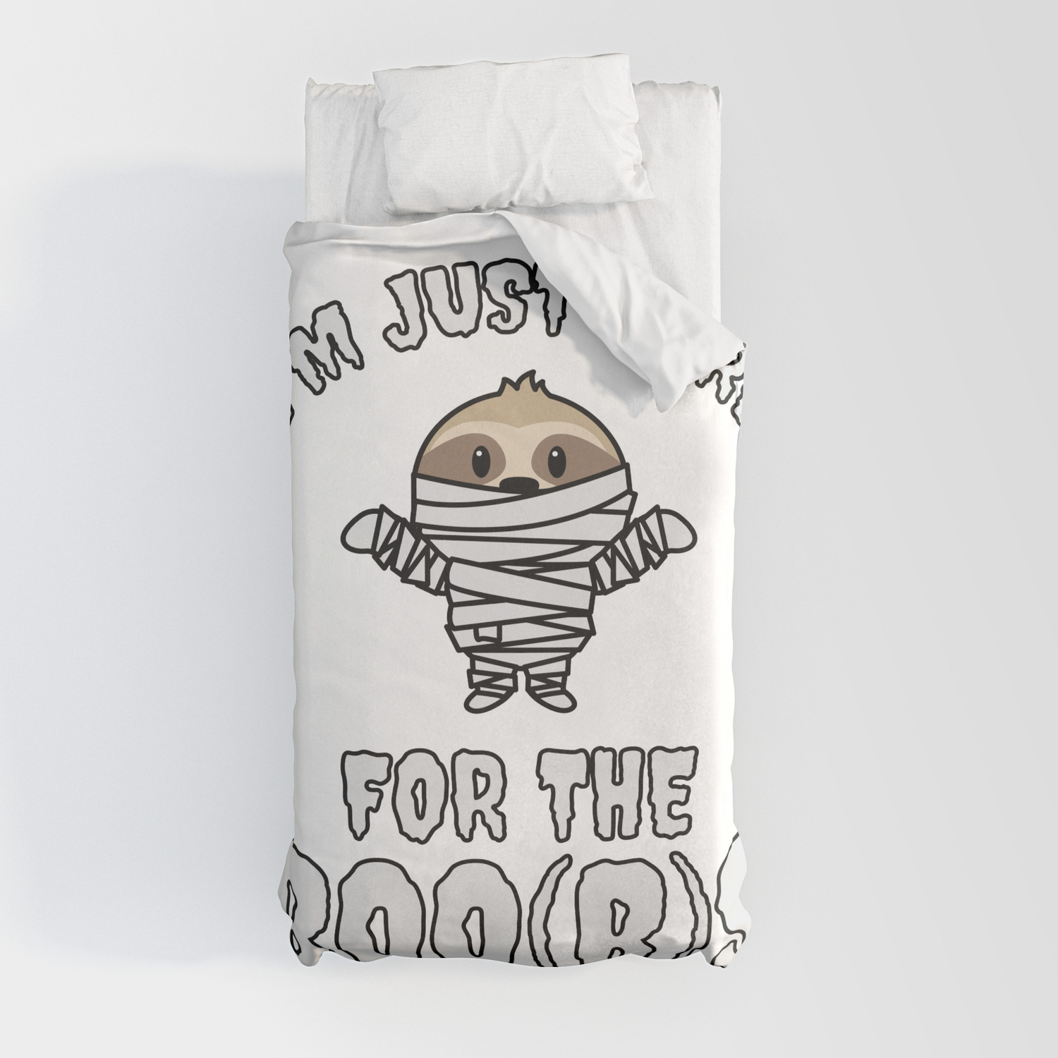 Mummy Sayings For Halloween Funny Mummy Sloth Boos Boobs Halloween Costume Duvet Cover By Ninarts |  Society6