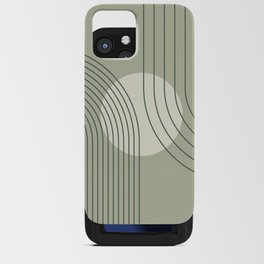 Geometric Lines in Sun Rainbow Abstract 15 in Sage Green iPhone Card Case