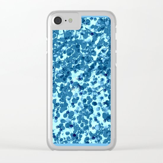 Flower | Flowers | Blue Small Leaf Vine Design Clear iPhone Case