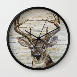 Whitetail Deer Buck Collage by C.E. White Wall Clock