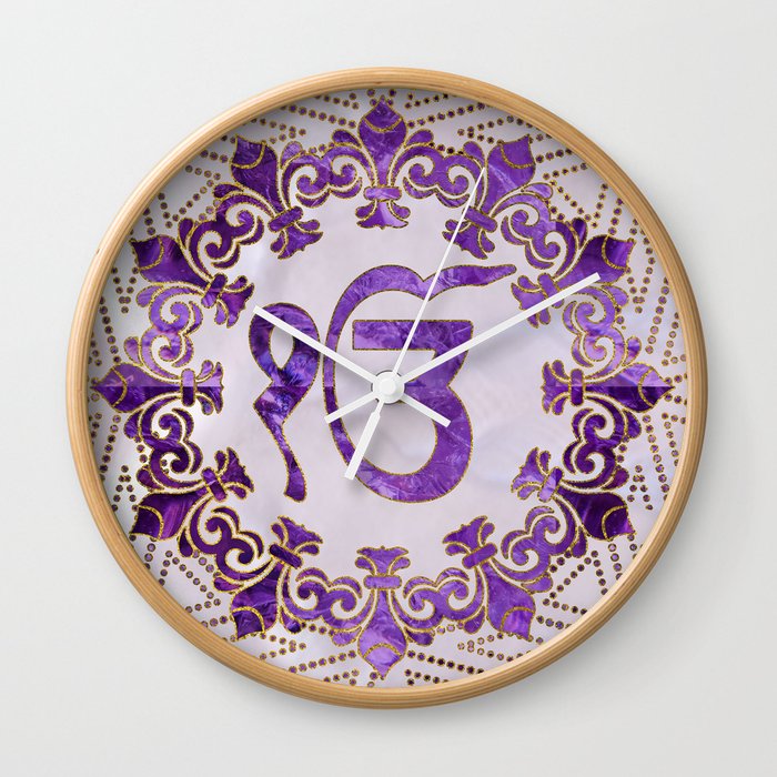 Amethyst And Gold Ek Onkar Ik Onkar Symbol Wall Clock By K9printart Society6