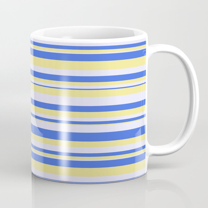 Tan, Lavender & Royal Blue Colored Striped/Lined Pattern Coffee Mug