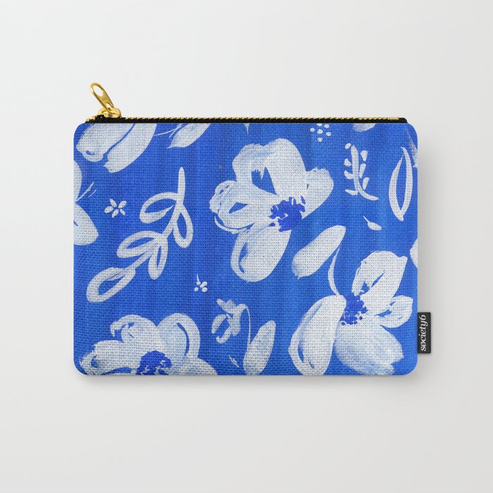 blue and white flowers: N.o 2 Carry-All Pouch