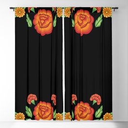 Mexican Folk Pattern – Tehuantepec Huipil flower embroidery Blackout Curtain