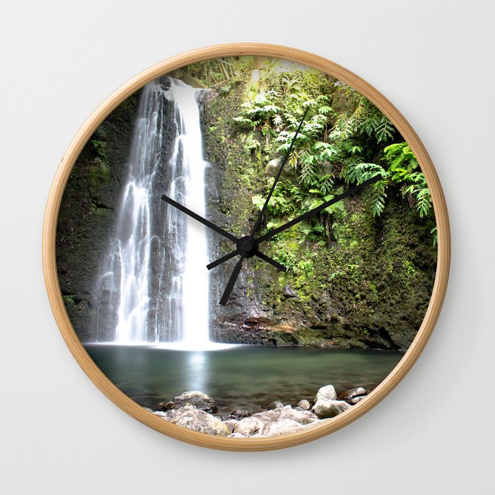 lime green waterfall Wall Clock