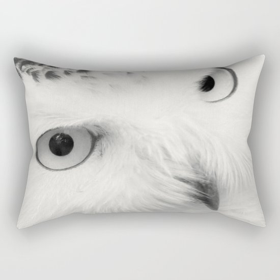 owl chouette bird white Rectangular Pillow