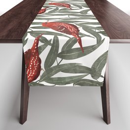 Bengali red bird and eucalyptus Table Runner