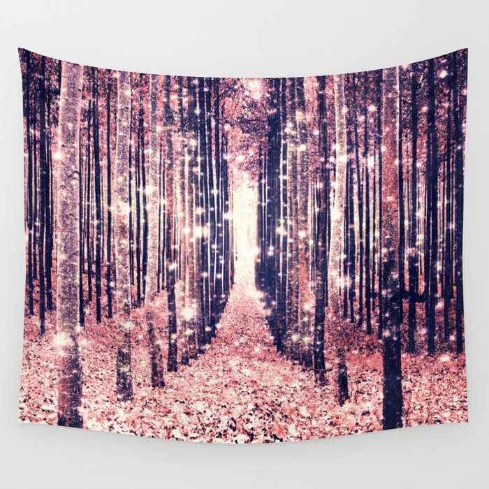 Millennial Pink Magical Forest Wall Tapestry