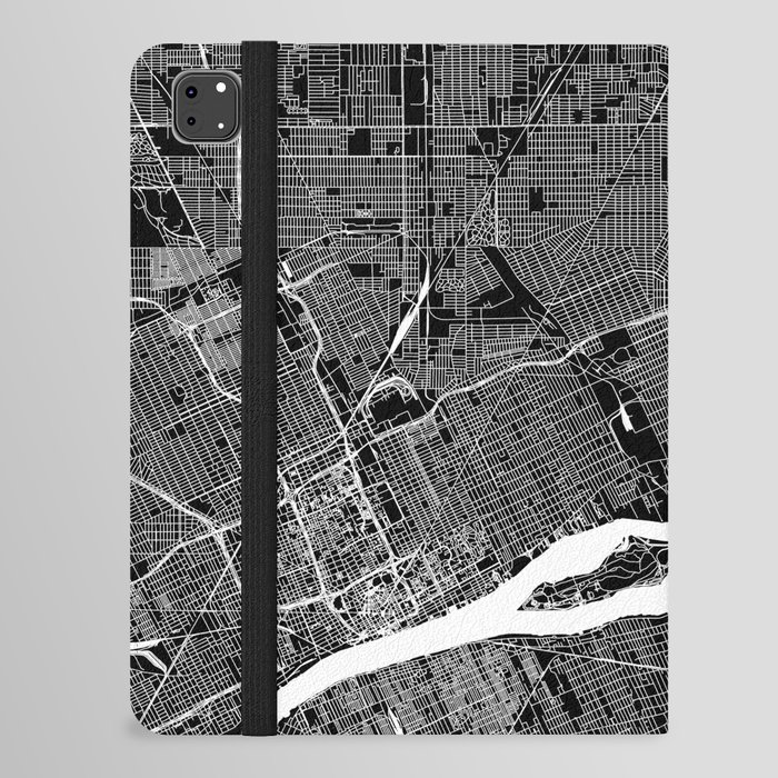 Detroit Black And White Map iPad Folio Case