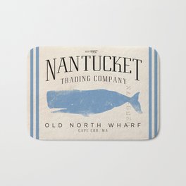 Nantucket whale nautical ocean wharf Massachusetts cottage beach house art Bath Mat