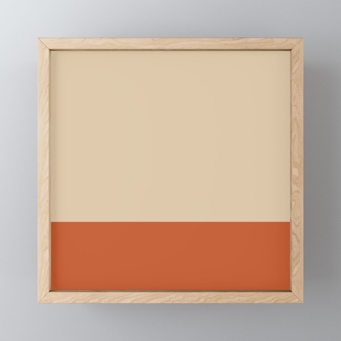 Minimalist Color Block Solid in Mid Mod Beige and Orange Framed Mini Art Print