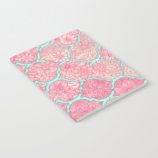 Moroccan Floral Lattice Arrangement in Pinks Notebook