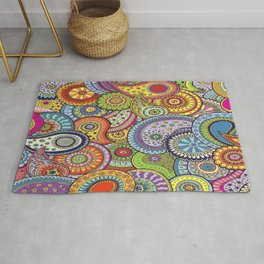 Abstract Colorful Paisleys Pattern Area & Throw Rug