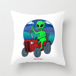 Tractor Critters Alien Throw Pillow